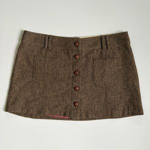 American Eagle Brown Wool Mini Skirt Sz 14